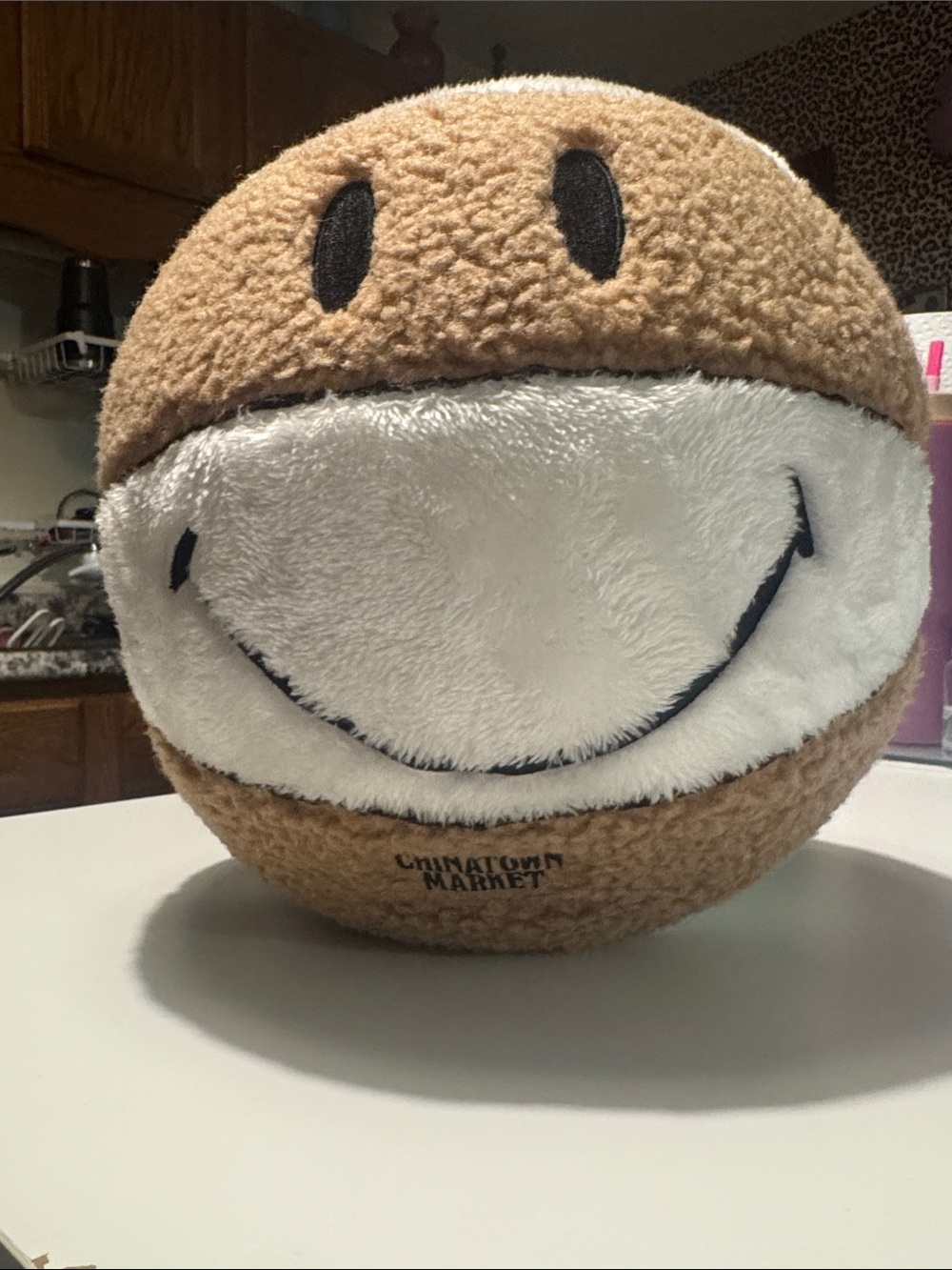 Chinatown Market Smiley Sherpa basketball Pillow